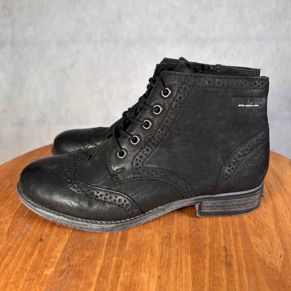 Josef Seibel Sienna 03 Boots Women 38 Black Good Wingtip Brogue Leather - Picture 8 of 12